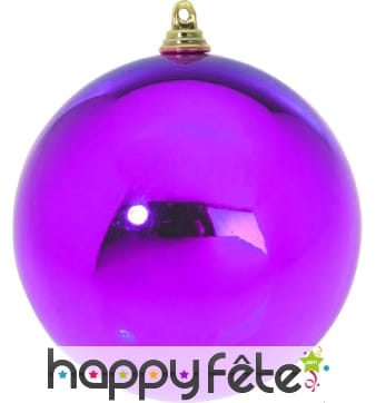 Boule de noël violette brillante de 14cm