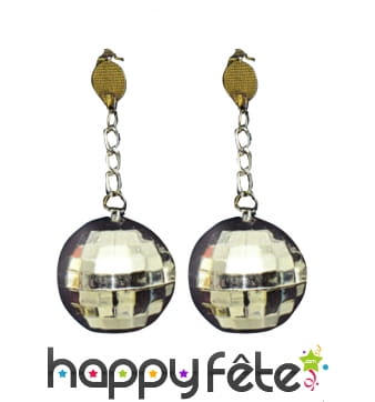 Boucles d'oreilles boules disco