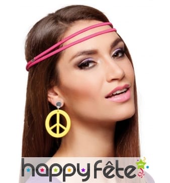 Boucles d'oreilles peace and love jaunes