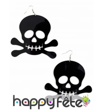 Boucles d'oreilles symbole pirate noir