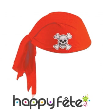 Bandana de pirate rouge tête de mort