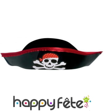 Bicorne de pirate avec tête de mort pour enfant