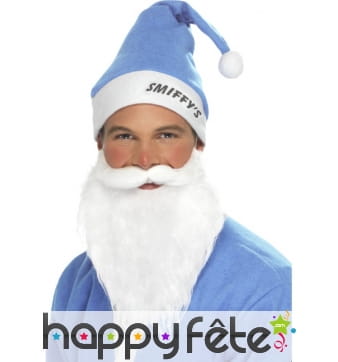 Barbe et chapeau pere noel bleu