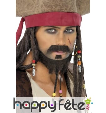 Barbe et tresses de pirate marron