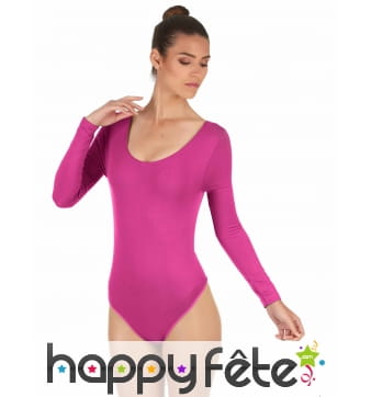 Body fuchsia manches longues, pour femme