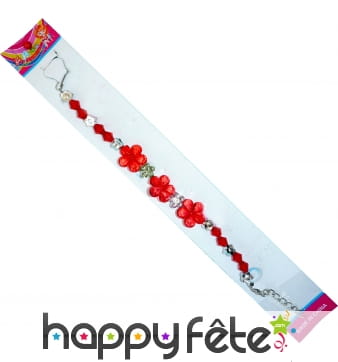 Bracelet fleurs rouges