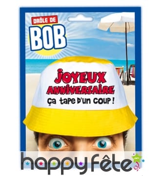 Bob jaune imprimé Joyeux Anniversaire