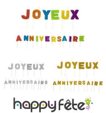 Bougies lettre joyeux anniversaire sur pique