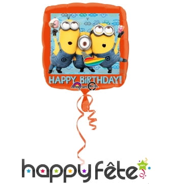 Ballon Minions carré de 43 cm en alu