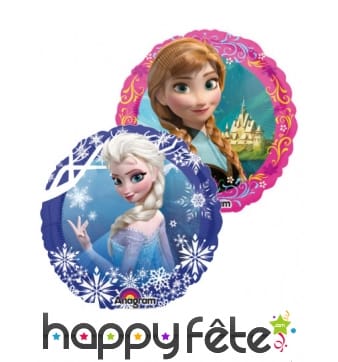 Ballon Reine des Neiges Anna et Elsa rond 23cm