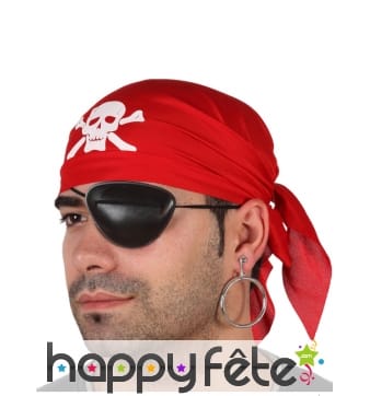 Bandana rouge et cache oeil de pirate