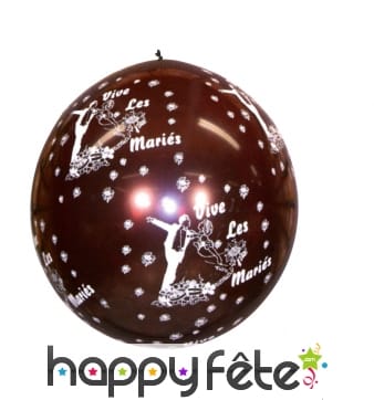 Ballon "vive les mariés" géant chocolat/blanc