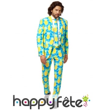 Costume 3 pièces motif ananas, pour homme