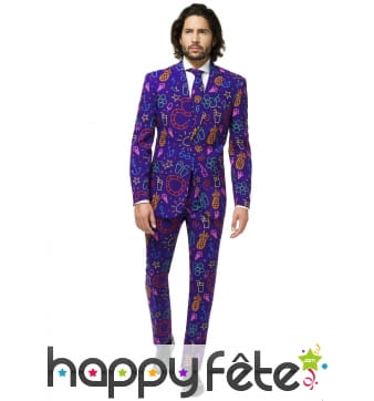 Costume 3 pièces motifs vacances, pour homme