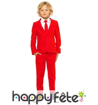 Costume 3 pièces rouge uni pour enfant