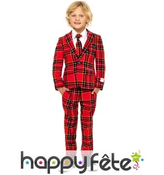 Costume 3 pièces Tartan rouge pour enfant