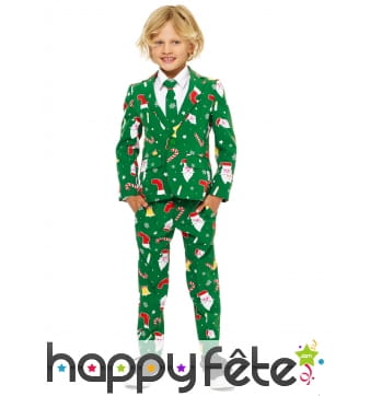 Costume 3 pièces vert de Noël pour enfant