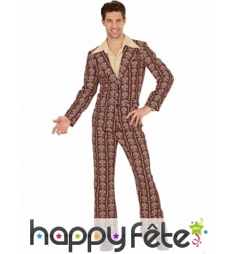 Costume années 70 camaïeu de marron pour homme