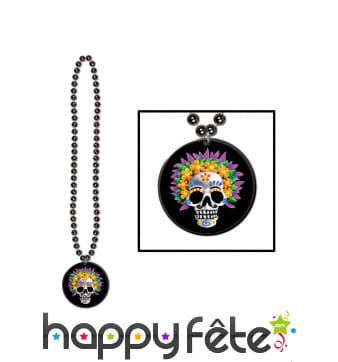 Collier avec médaillon Dia de los muertos