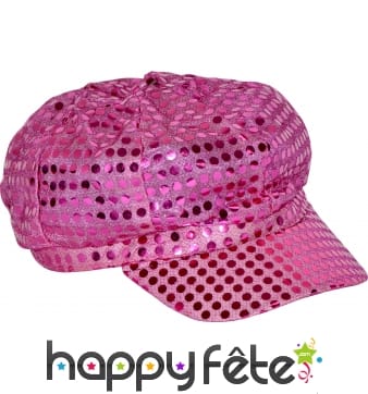 Casquette à paillettes fuschia