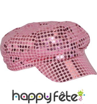 Casquette à paillettes roses