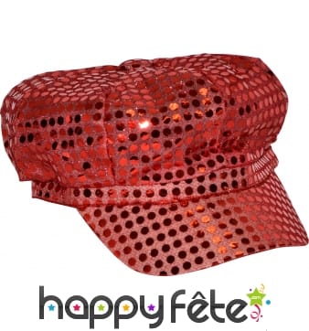 Casquette à paillettes rouges