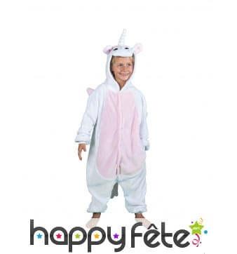 Combinaison blanche de licorne pour enfant