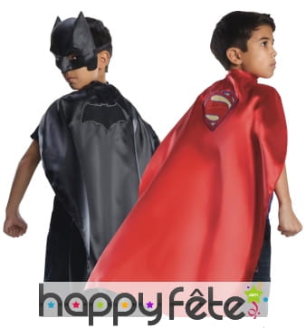 Cape Batman et superman pour enfant, réversible