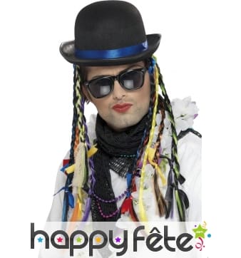 Chapeau Boy George, tresses multicolores