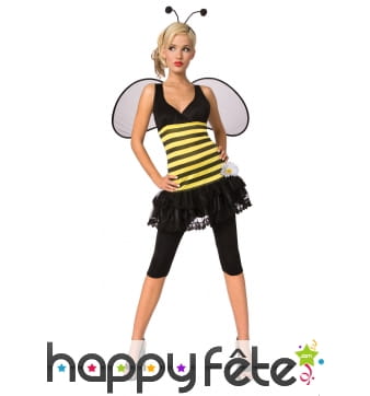 Costume d'abeille pour femme adulte avec ailes