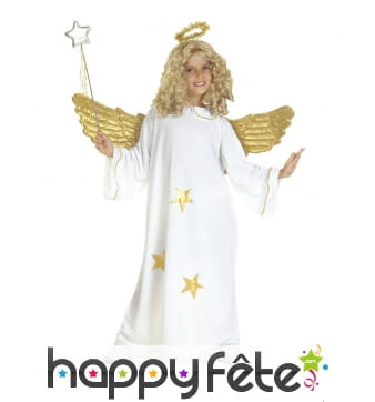 Costume d'ange blanc étoiles dorées pour enfant