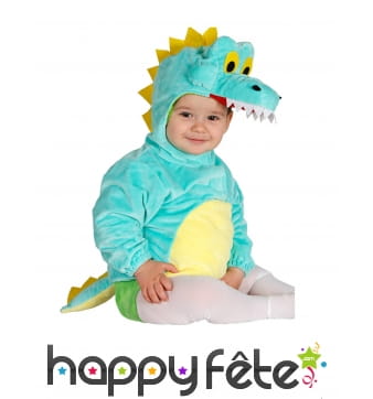 Costume de bébé crocodile bleu avec capuche