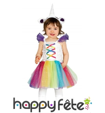 Costume de bébé licorne coloré avec tulle