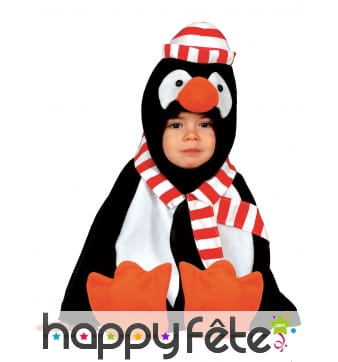 Costume de bébé pingouin avec écharpe