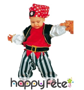 Costume de bébé pirate rouge et noir