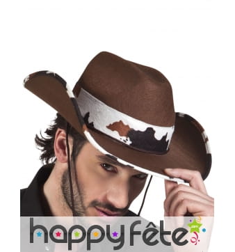 Chapeau de cowboy marron ruban vachette