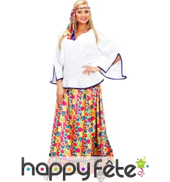 Costume de femme hippie en velours à poids