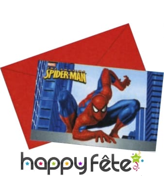 Cartes d'invitation + enveloppes Spiderman