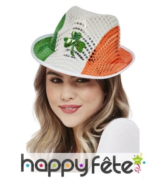 Chapeau drapeau irlandais à sequins, St Patrick