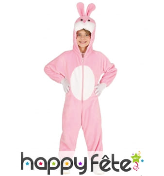 Combinaison de lapin rose pour enfant