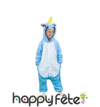 Combinaison de licorne bleue pour enfant