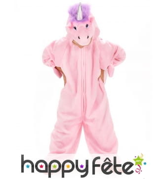 Combinaison de licorne rose pour enfant