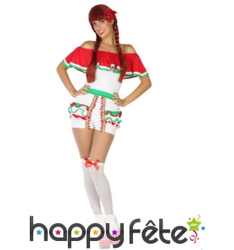 Costume de mexicaine en shorty pour femme