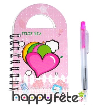 Carnet de note rose de 12,5cm