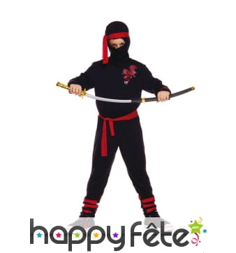 Costume de ninja noir et rouge pour enfant