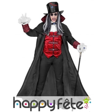 Costume de noble vampire rouge et noir, adulte