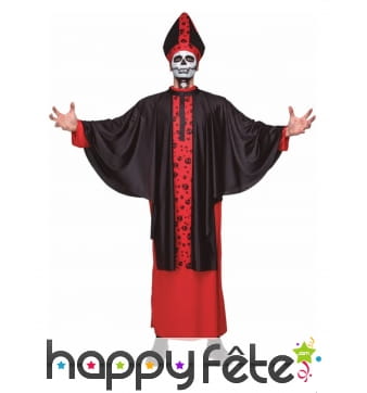 Costume de Pape des morts rouge et noir, adulte