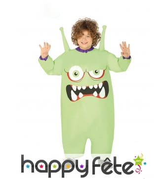 Costume de petit monstre vert gonflable, enfant