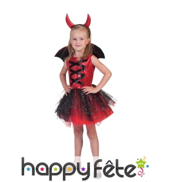 Costume de petite diablesse en tutu avec ailes