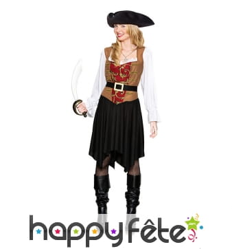 Costume de pirate avec arabesques pour femme